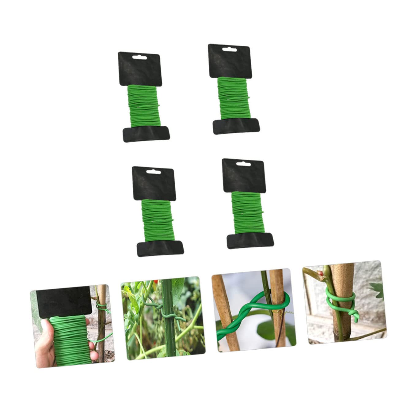 Gartenzubehör Pflanzenbinder 4 Bündel aus TPR und Eisen Grün
