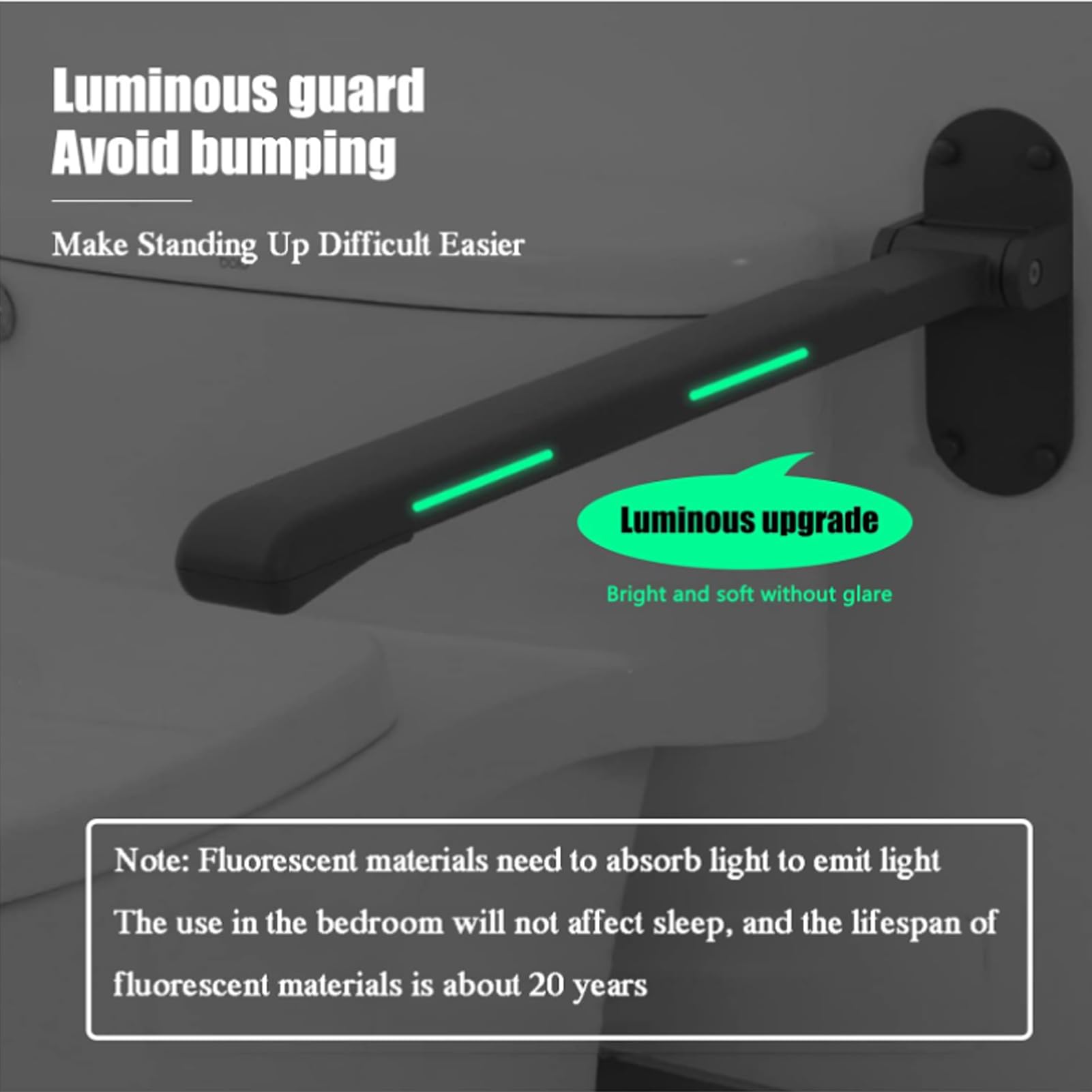 Barra De Agarre Sujeción Seguridad Abatible Baño Wc Inodoro, Barra De Asistencia Plegable Para Baño Giratoria Y De Plegado Compacto a Pared Para Personas Mayores, Discapacitadas (Black)