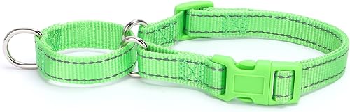 Martingale - Collar reflectante para perro con hebilla de liberación rápida, collar ajustable de nailon para perros pequeños, medianos y grandes (L,