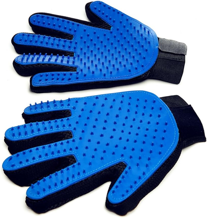 FULNEW Pet Grooming Glove Pet Hair Remover Mitt Dog Deshedding Brush for Short Hair Dogs (1 Pair, Blue)