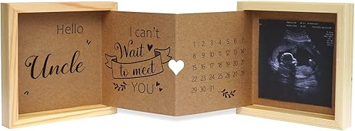 HAMUIERS Anuncio de embarazo para tío ideas de anuncio de bebé marco de fotos ultrasonido caja de recuerdo de madera