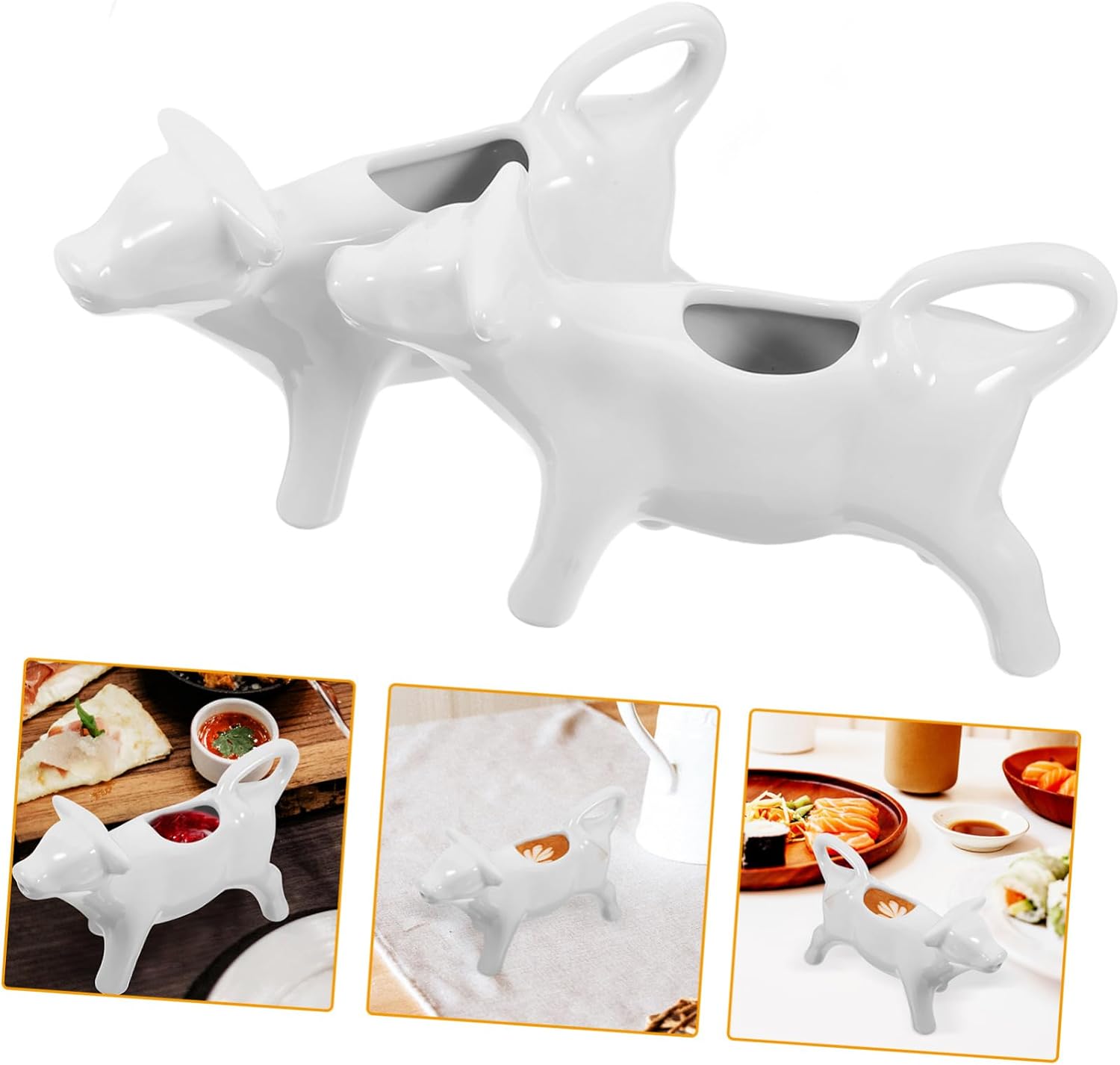 Cabilock 2Pcs Ceramic Creamer Pitcher Cow Shape Milk Jug Coffee Milk Creamer Pitcher Porcelain Cream Jugs Coffee Frothing Cup Steaming Cup 40ML