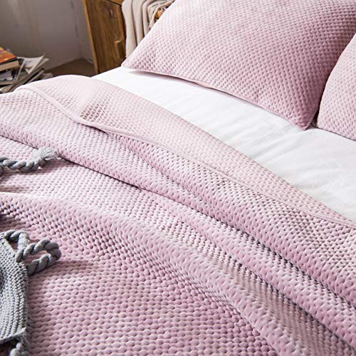 Kasentex Plush Poly-Velvet Lavish Design Quilt Set With Brushed Microfiber - Luxurious Bedding Soft & Warm Coverlet - Machine Washable Coverlet (Dust Rose Pink, Queen + 2 Shams) #TOP3
