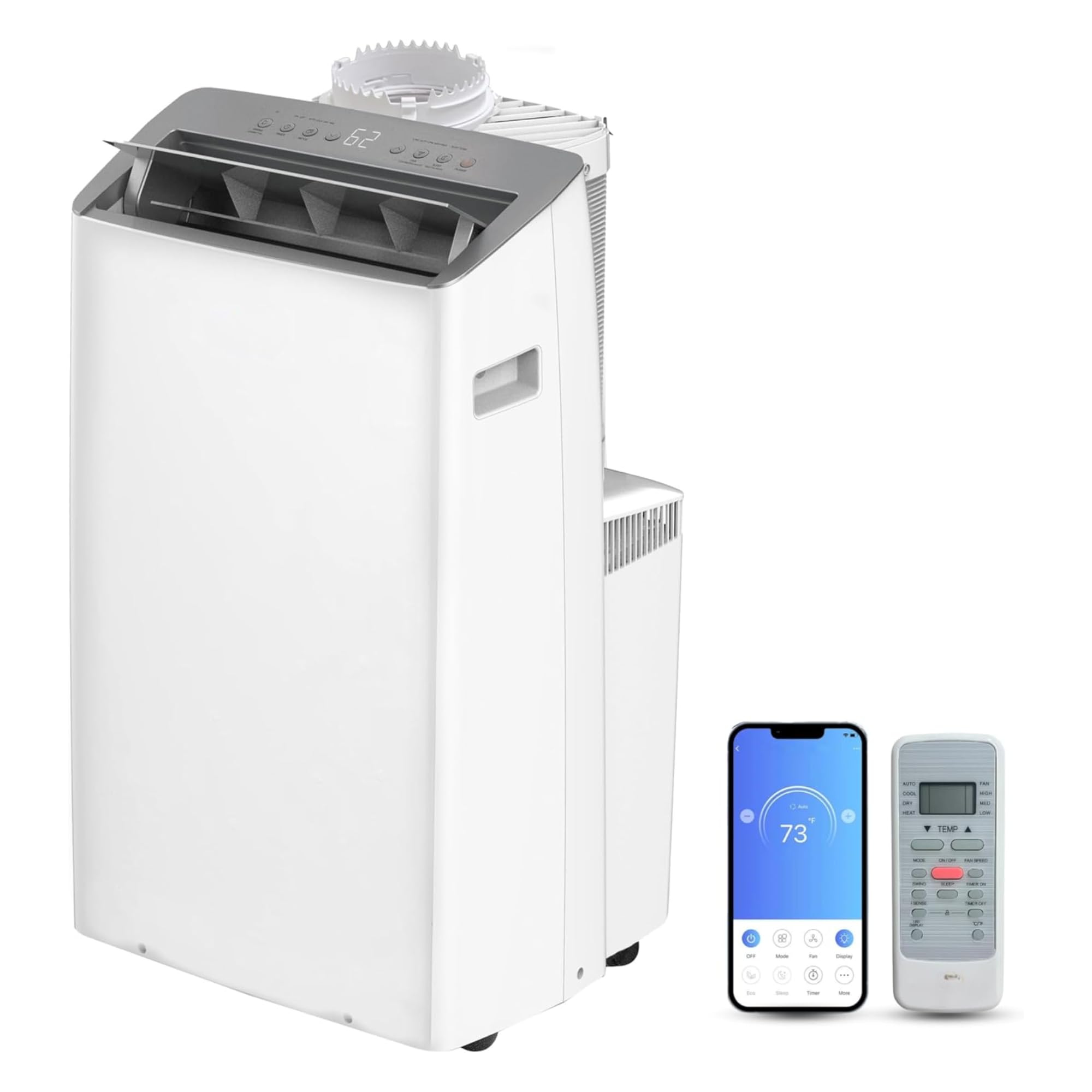 Inverter Dual Hose Portable Air Conditioner Heater Dehumidifier Fan with Smart Wi-Fi Remote Control Fast Cooling AC for