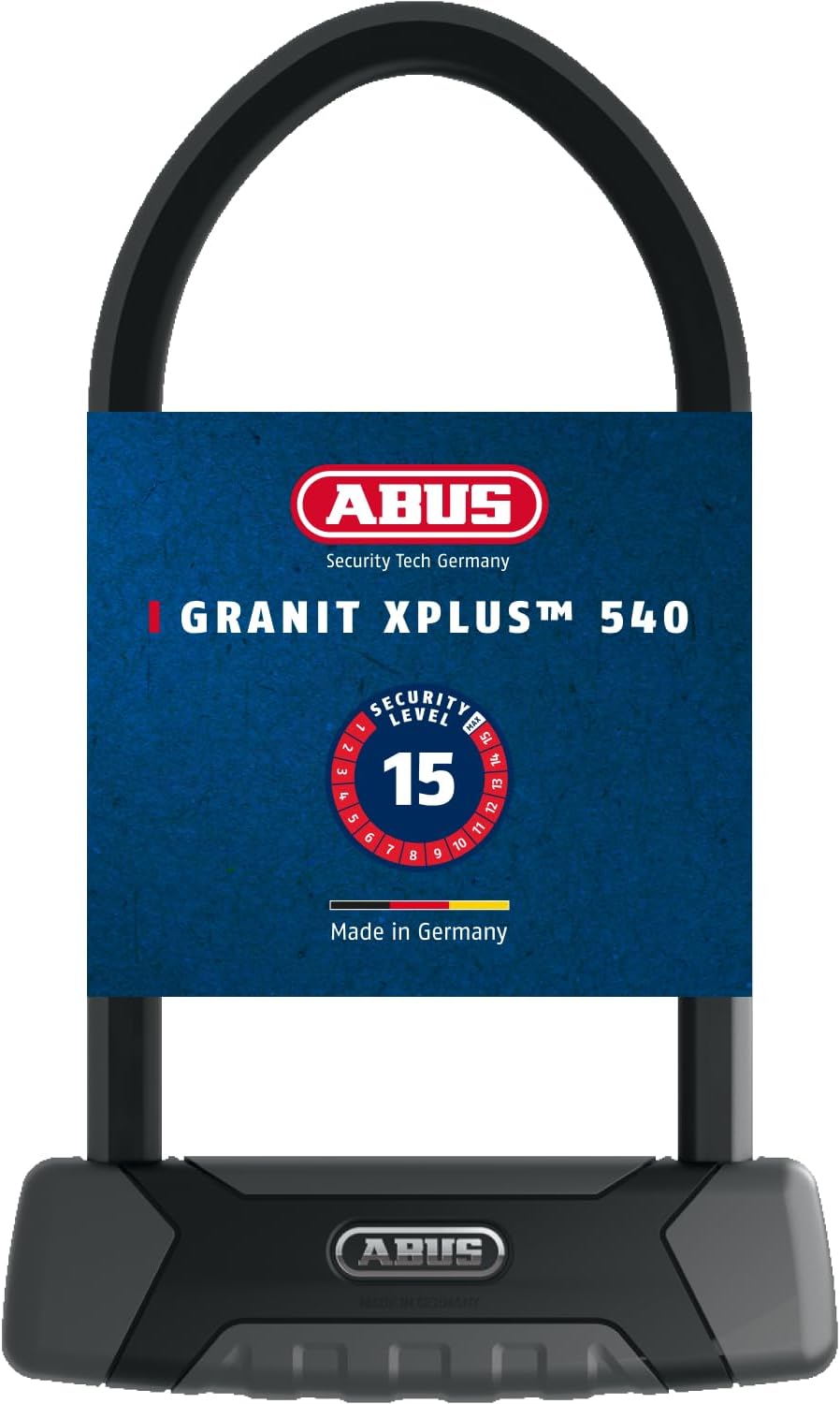 ABUS Granit XPlus 540 Shackle Lock + EaZy KF Bracket - Bicycle Lock with Strong Parabolic Shackle - ABUS Security Level 15
