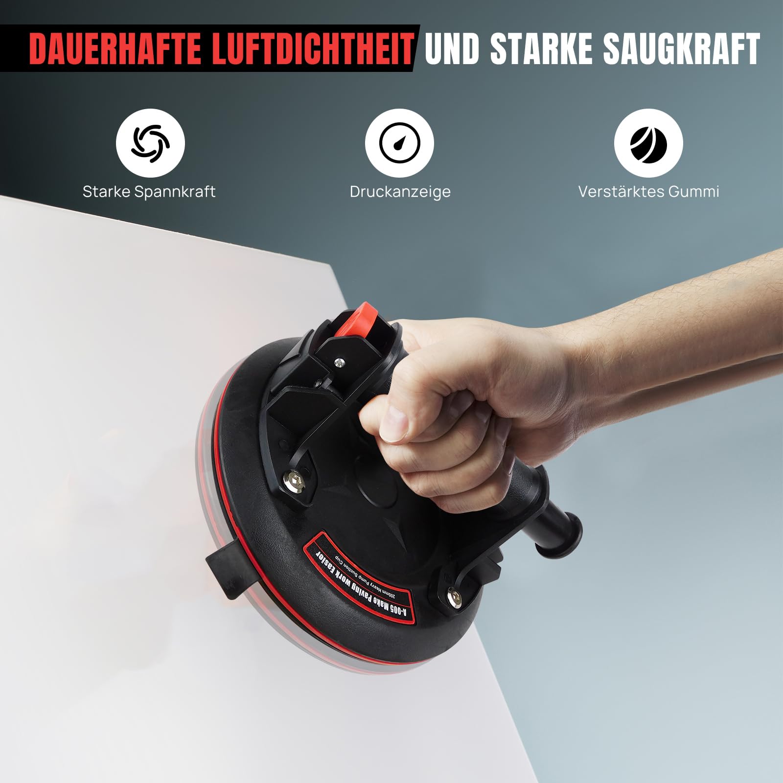 Lot de 2 ventouses pour verre, carrelage, marbre, 20 cm, capacité de charge maximale 220 kg, pour verre, carrelage, marbre, avec boîte à outils portables