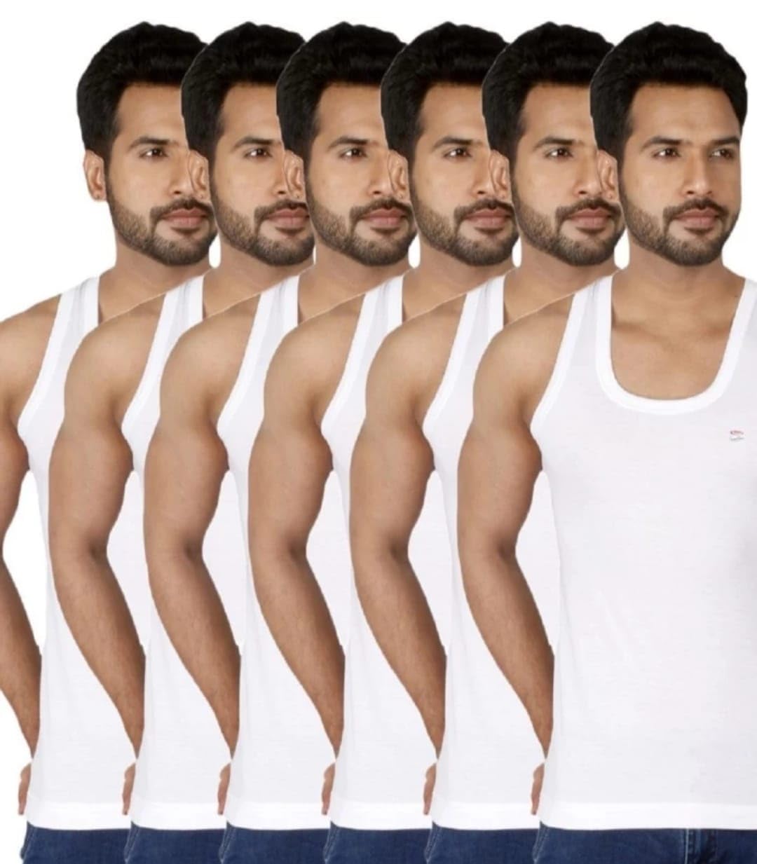 White fine Vest Pack of 6-picture-34