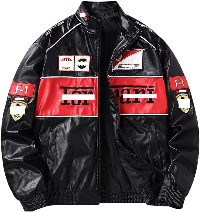 [PackGene] F1 フラーリ ジャケット コート メンズ フライトジャケット ン厚手の刺繍入り野球ユニフォーム 皮製カップル