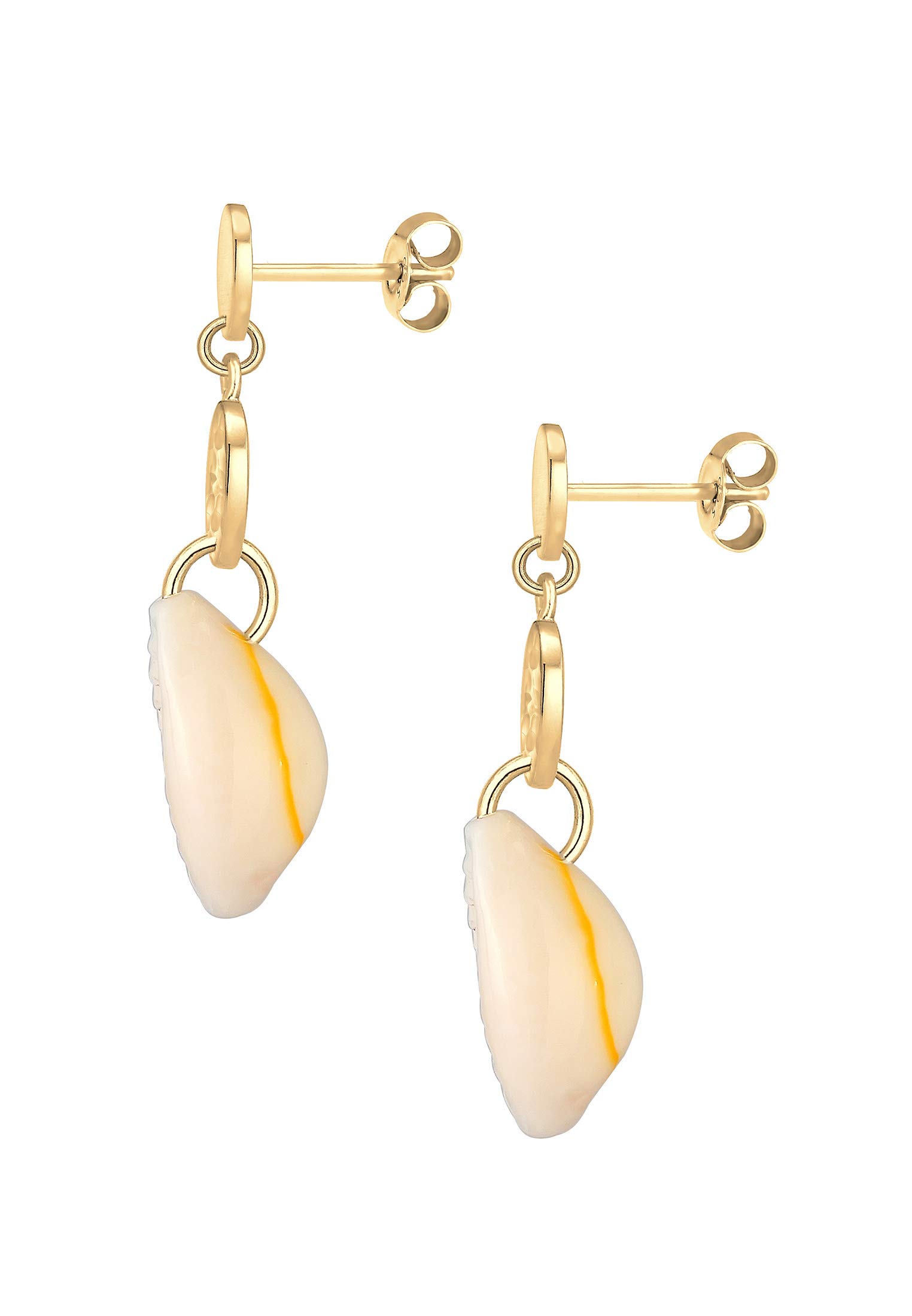Elli Pendientes Mujer con Colgante Placa de Mar de Concha de Kauri en Plata Esterlina 925