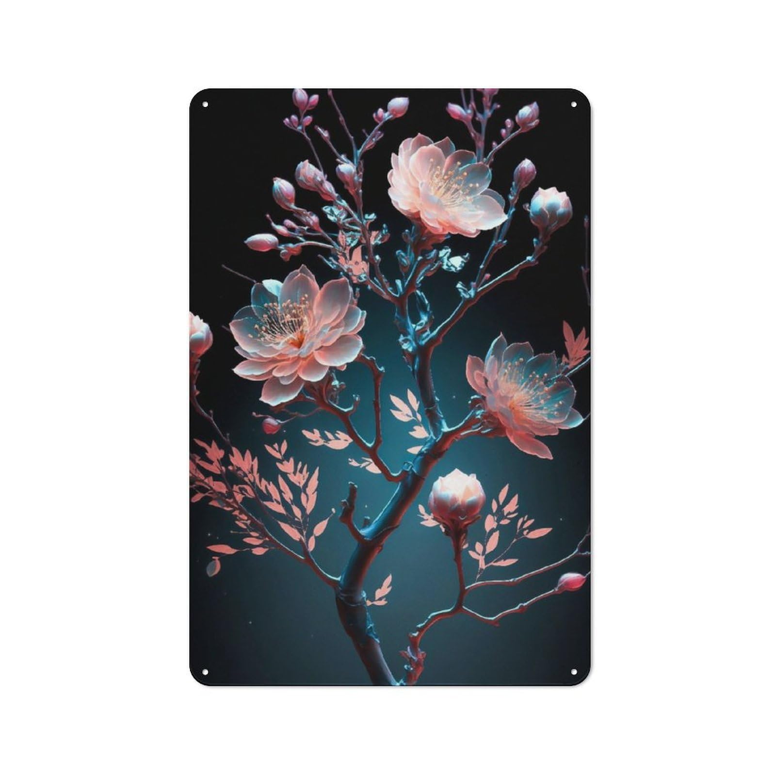 Junmoney Cherry Blossom Japan Retro Metal Wall Sign 30X20cm With For Garage Wall, Suited To Garage Decor Collectors