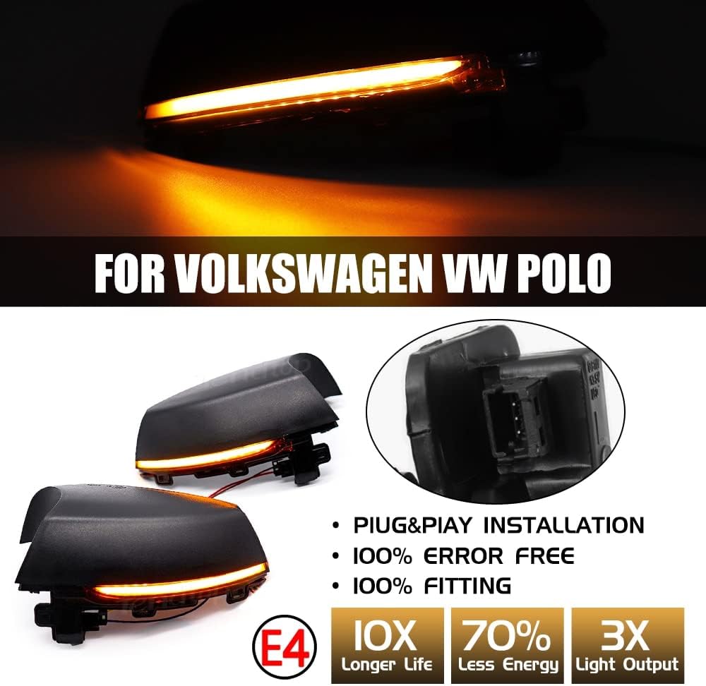 欲しいの Hyfcld 点滅ウインカーランプ点滅インジケーターライトledカーアセスメント Vw用 ポロmk56r6cシリーズクラス用 ウィンカー サイドマーカー Fundatiaseer Ro