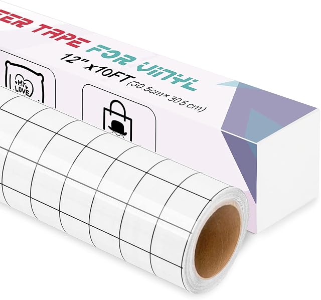 IModeur 10Ft Transfer Tape for Vinyl - 30.5 x 305 cm High Tack Transfer Paper Tape Roll with Black Grid for Permanent Vinyl and Self Adhesive Vinyl for Cricut, Signs Stickers, Car Decals