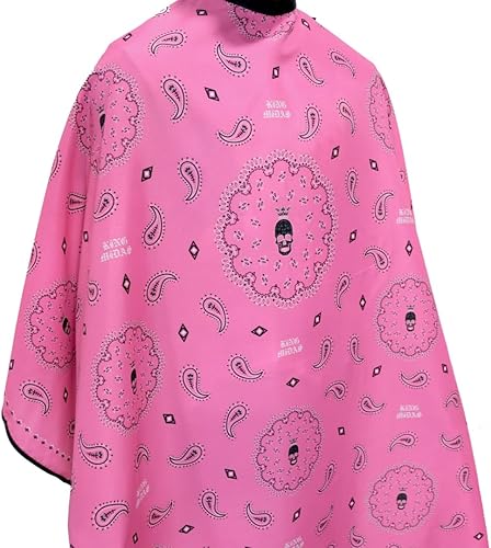 Miniatura 4 de King Midas Empire Capa de peluquería con bandana para cortar el cabello, cabo de peluquero rosa de gran tamaño, Capa de corte de pelo rosa