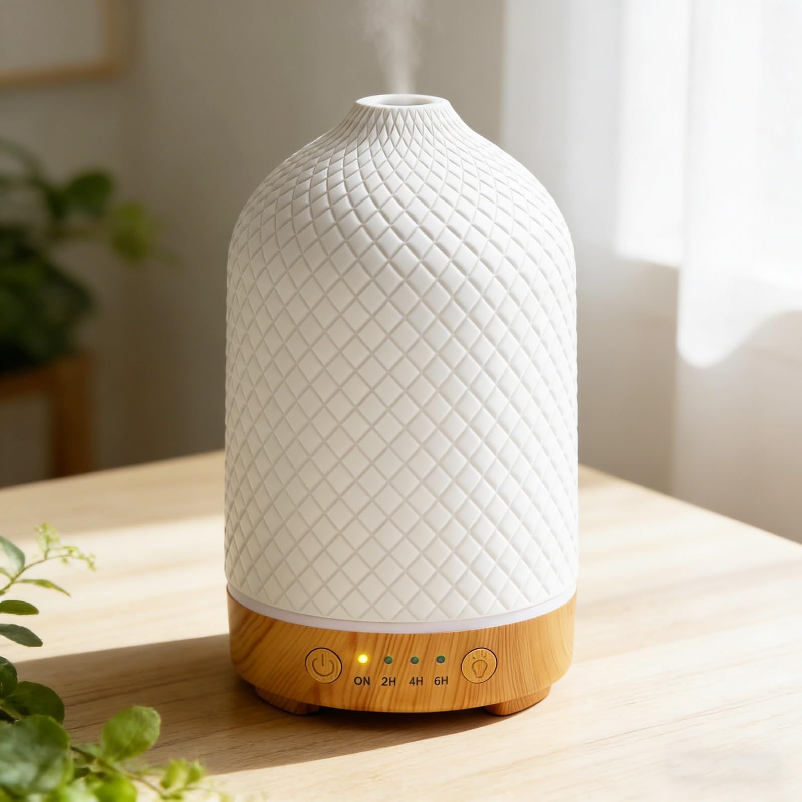Diffuseur D'huiles Essentielles Diffuseur Electrique Ultrasonique Aromathérapie en Céramique 200ML avec Minuterie D'arrêt Automatique De 7 Couleurs pour Appartement Bureau Maison Yoga Cadeaux