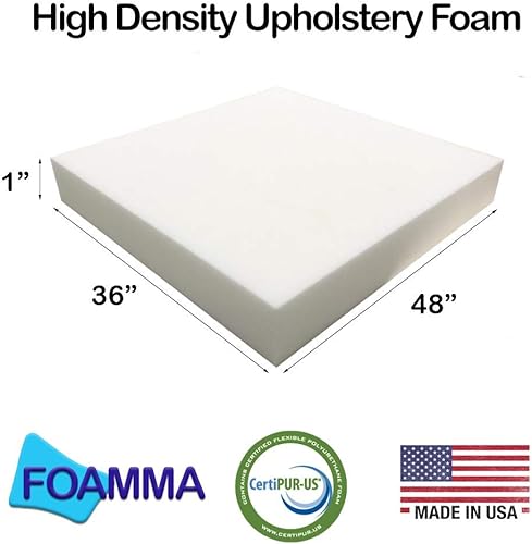 Miniatura 8 de FOAMMA Cojín de espuma para tapicería de alta densidad de 3 x 36 x 48 pulgadas (reemplazo de asiento, hoja de tapicería, relleno de espuma)