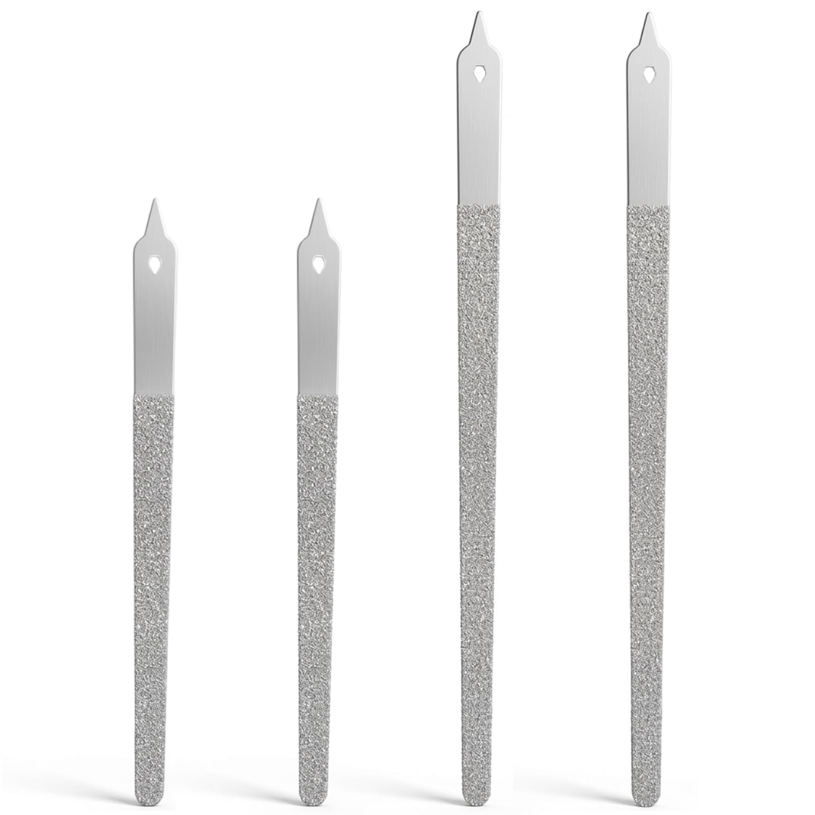 4Pcs Diamond Nail File Metal Nail File Double Sided Fingernail Files Stainless Steel Nails Files with Sharp Pointed Tip for Natural Nails Manicure Pedicure Toenails Tools for Home & Salon