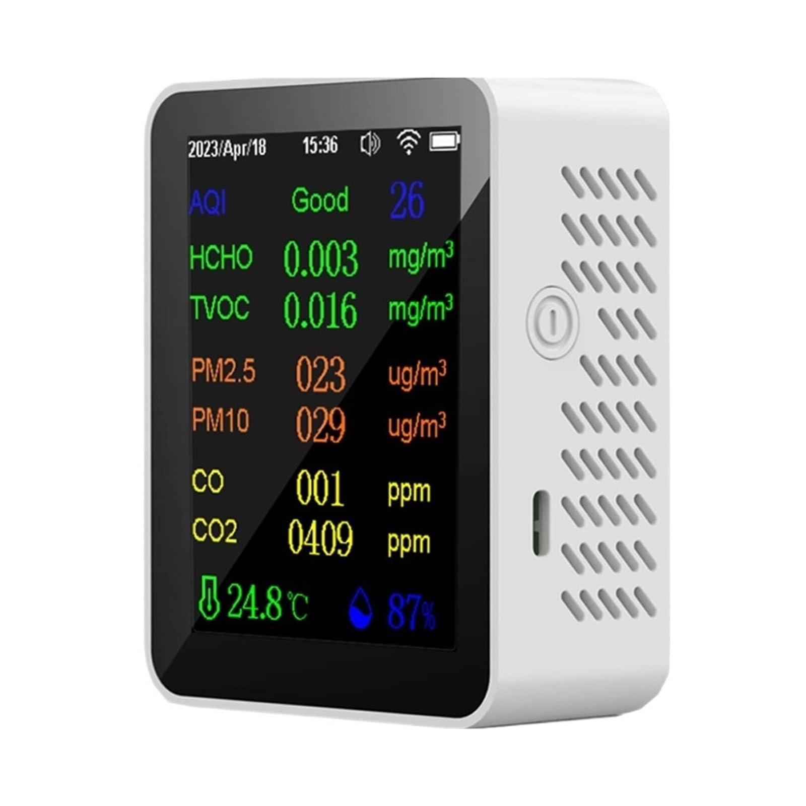 Tuya 9 in 1 PM2.5 PM10 CO CO2 TVOC HCHO AQI Temperature and Humidity Tester Meter Carbon Dioxide Detector Multifunction Monitoring (Wifi Version White)