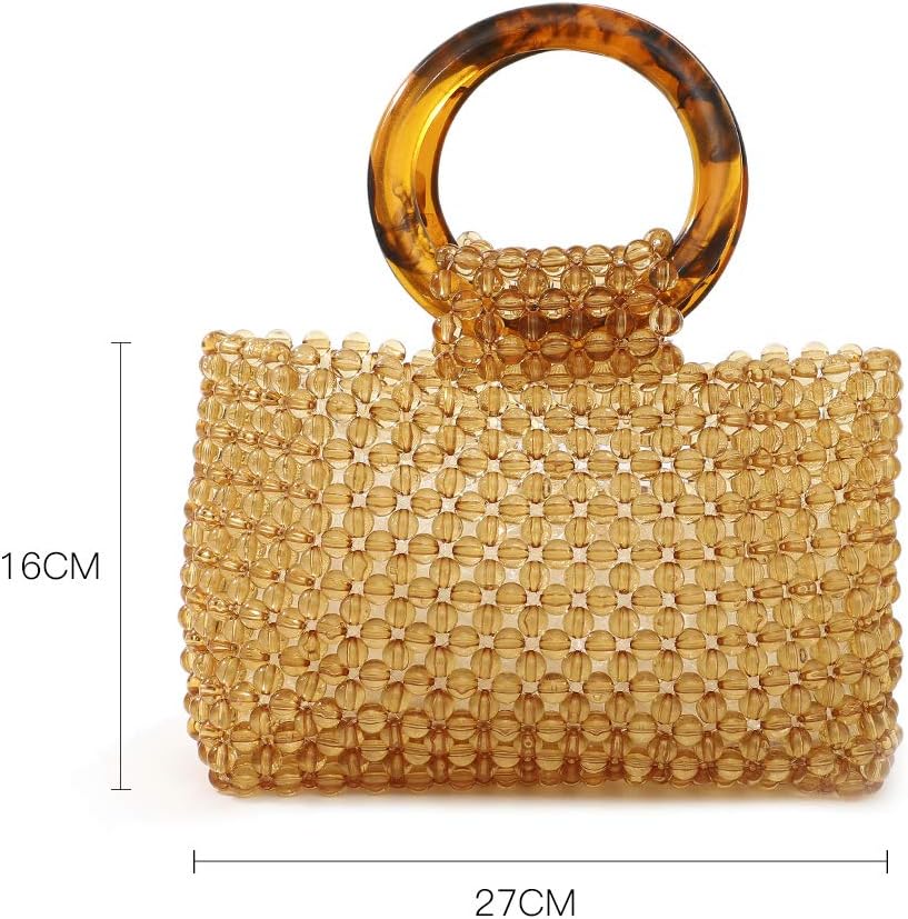 YIFEI Women Colored Transparent Beaded Acrylic Handbag Evening Handmade Bags for Wedding Party (Brown) - Image 8