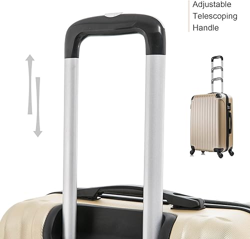 Miniatura 8 de Juego de 3 equipajes, juego de equipaje giratorio rígido con rueda, maleta ligera de ABS con cerradura, equipaje de viaje de 20 pulgadas, 24
