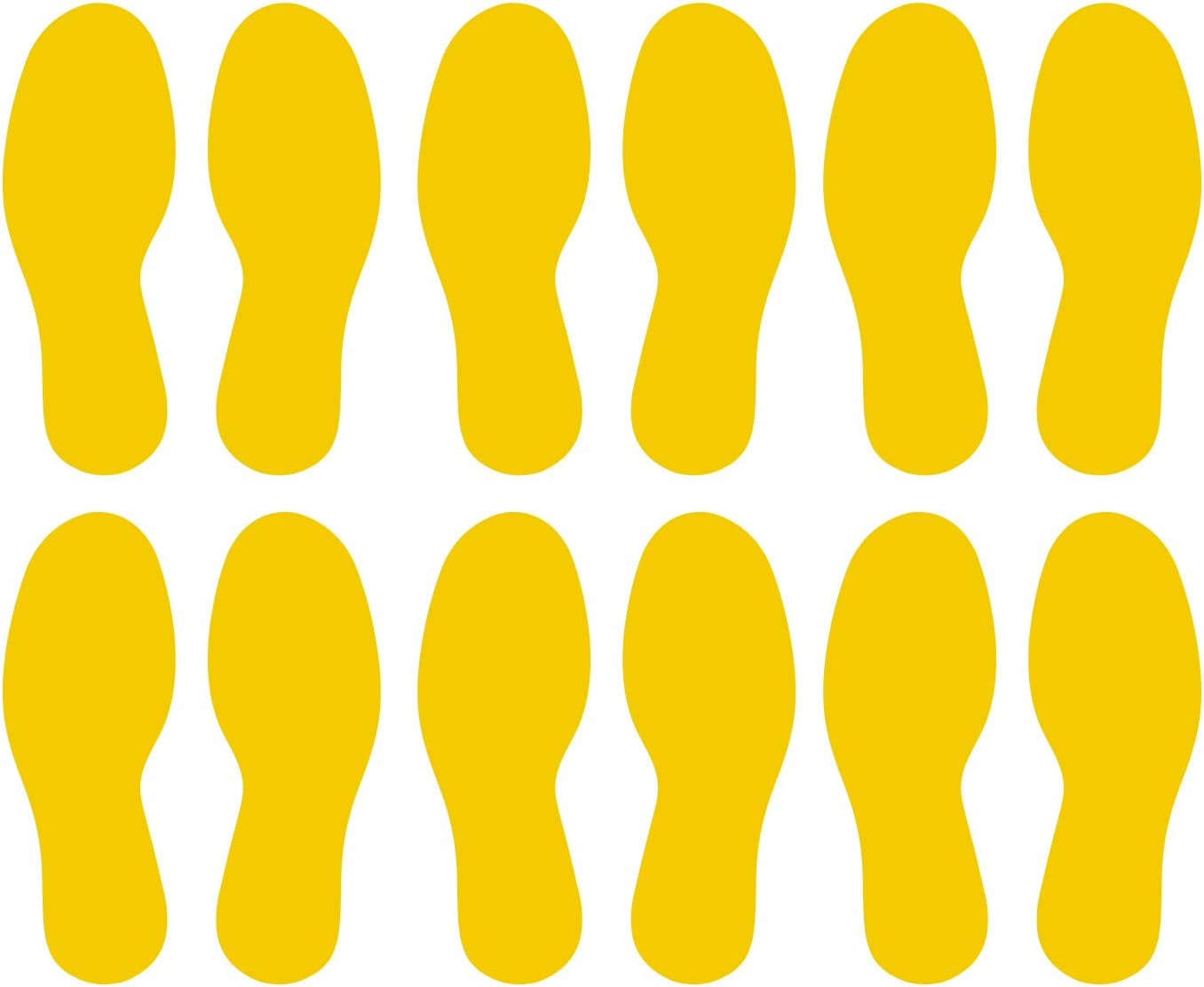- LiteMark Floor Vinyl Decals Footprint Stickers – line up Stickers for Classroom Floor, Offices, Dance, Events – Durable Gloss Finish Spot Markers, Yellow, 9 Inch, Pack of 12 Pcs (6 Pairs)