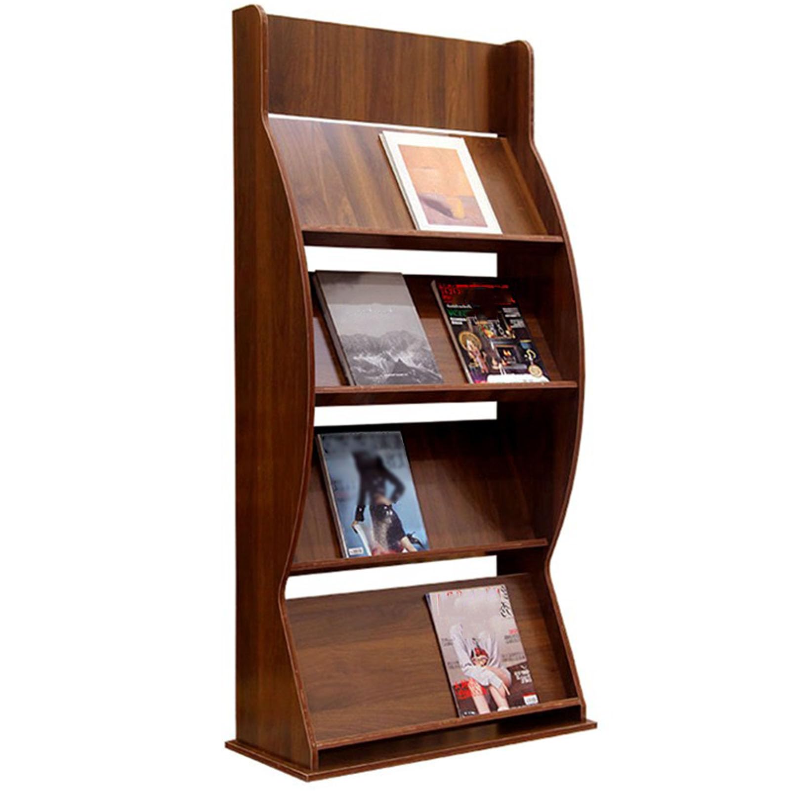 YNBSHGAA Literature Magazine Rack, Floor Standing Brochure Display Stand, Catalog Holder Documents Storage for Trade Show Exhibitions Office Retail Store School,Brown