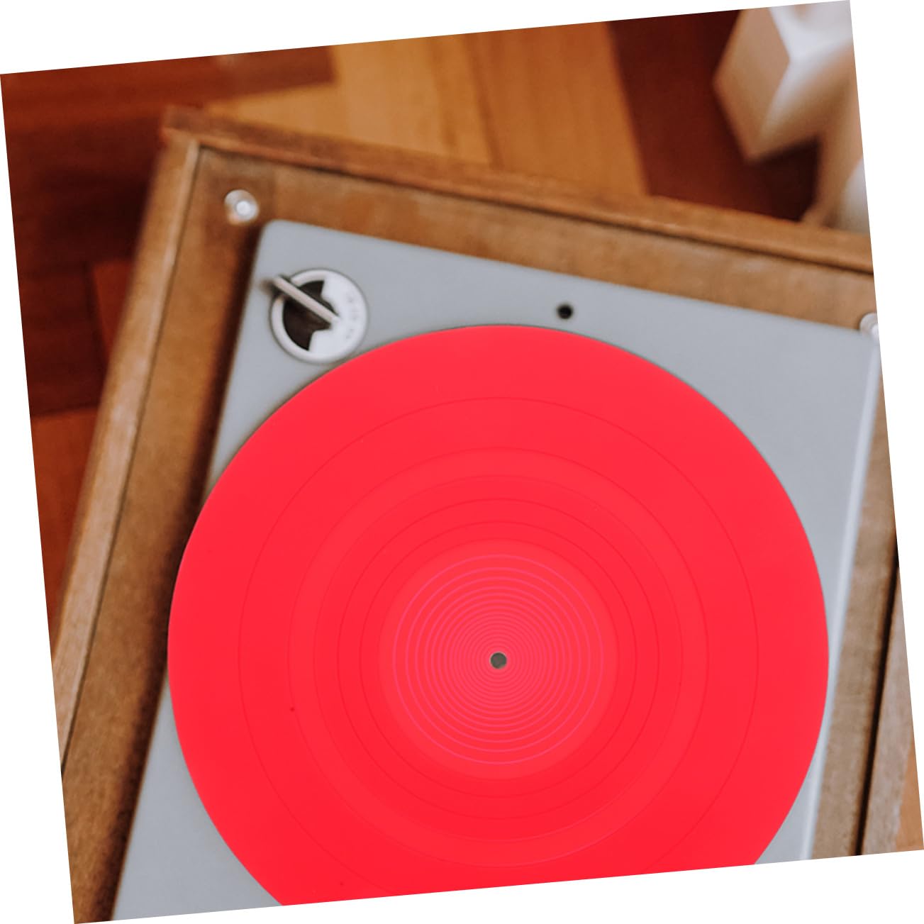 VICASKY Tappetino in Silicone Antistatico Sostituzione Piastra Giradischi 2 Pezzi Protezione Dischi Rosso per Giradischi Vinile