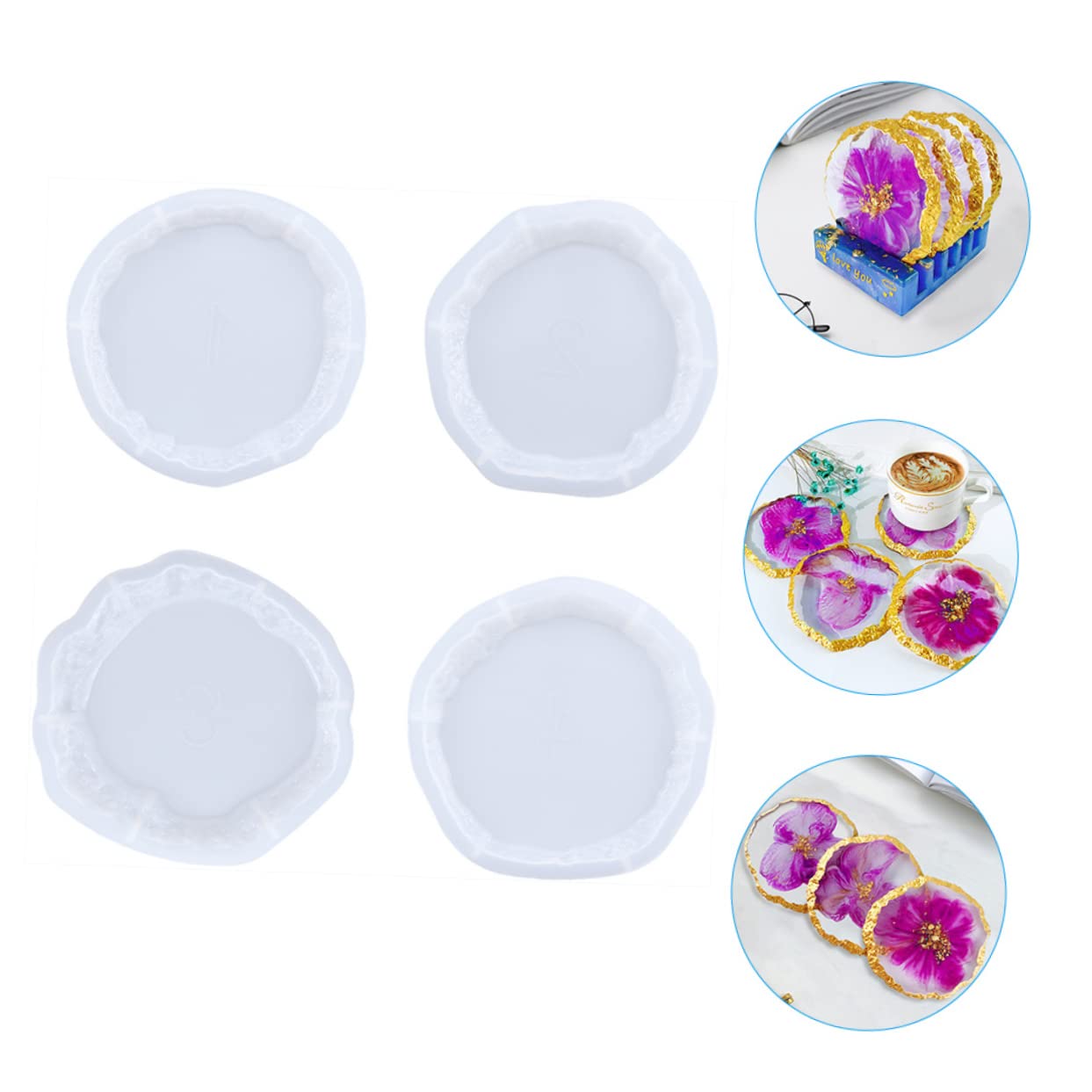 RORPOIR 4Pcs Cup Mat Casting Mold DIY Resin Epoxy Coaster Making Mold for Custom Cup Mats Durable Coaster for Crafting and Home Decor - Image 3