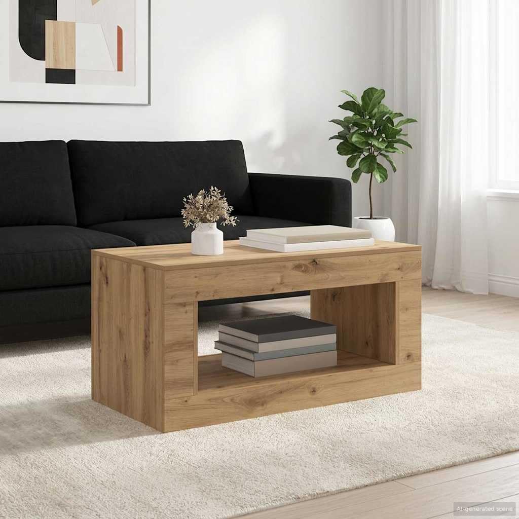 Mesa de centro de roble Artisan, gran superficie, diseño moderno, duradero, resistente a la humedad, para sala de estar, oficina, versátil, fácil montaje, elegante mobiliario para el hogar