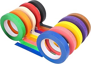 10 Rolls Colored Masking Tape 20m Rainbow Writable Painters Masking Tape Coloured 15mm Wide Fine Line Paper Tapes Colorful Leaves No Residue for Labeling Coding DIY Art Painting Decorating, 10 Colors