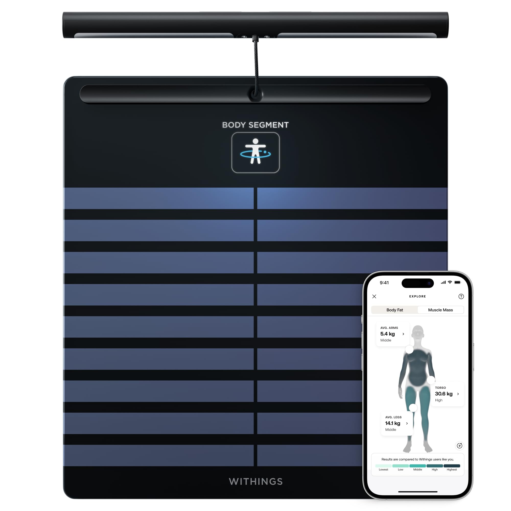 WITHINGS BODY SEGMENT 体重計 WITHINGS Body Segment - Smart Scale With Segmental Composition