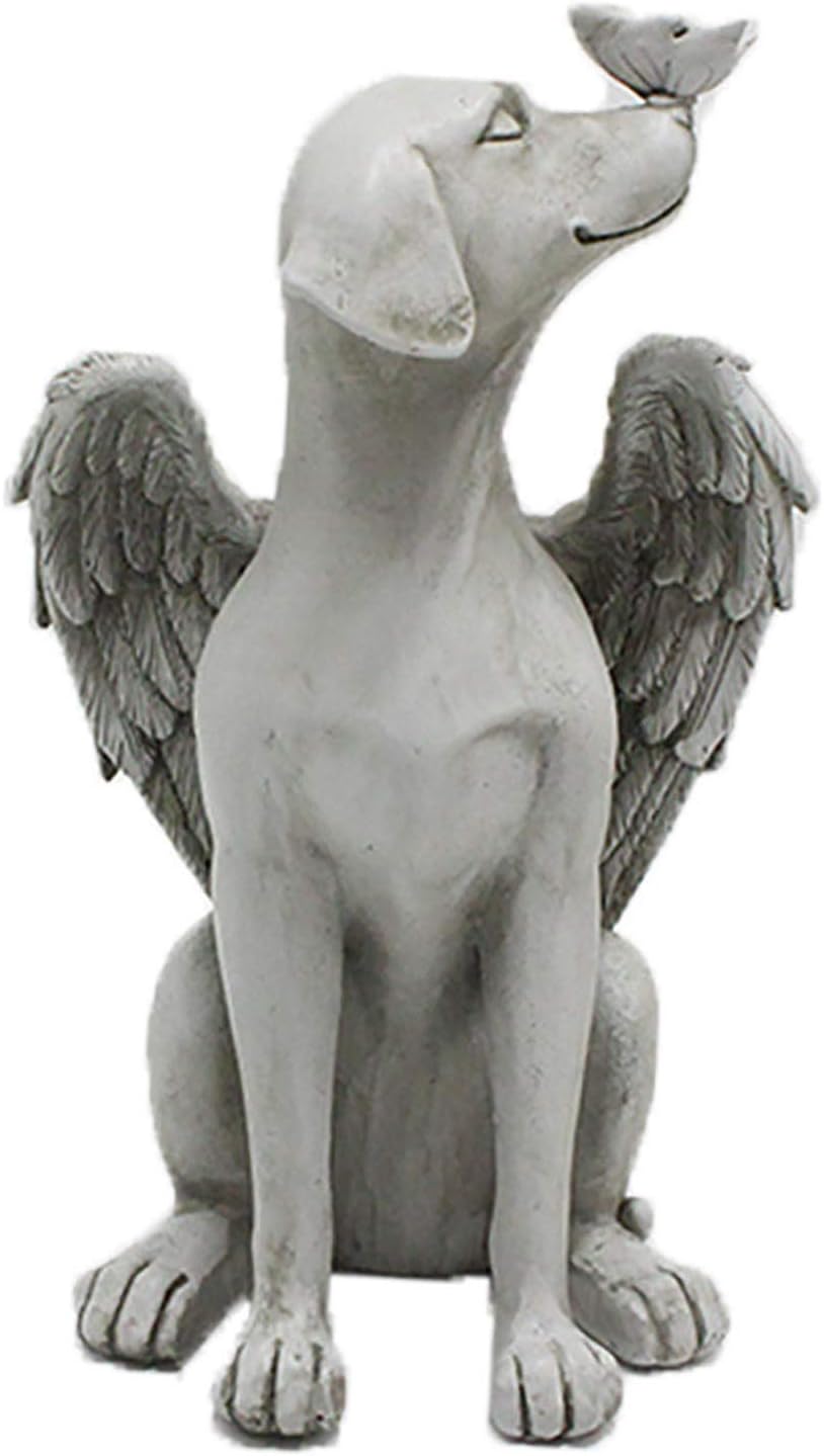 Pomobie Stone Angel Dog Memorial Statue Garden Dog