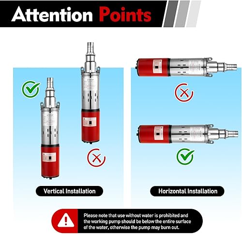 Miniatura 2 de V12 Bomba sumergible de pozo profundo DC 200W Bomba de agua eléctrica de energía solar, bombas de tornillo de acero inoxidable 1 pulgada de salida