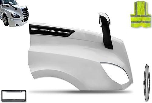 KOZAK Guardabarros de campana de fibra de vidrio para pasajero derecho + espejo cromado para capĂł y ventilaciĂłn lateral para capĂł, color negro con KOZAK Guardabarros de campana de fibra de vidrio para pasajero derecho + espejo cromado para capĂł y ventilaciĂłn lateral para capĂł, color negro con