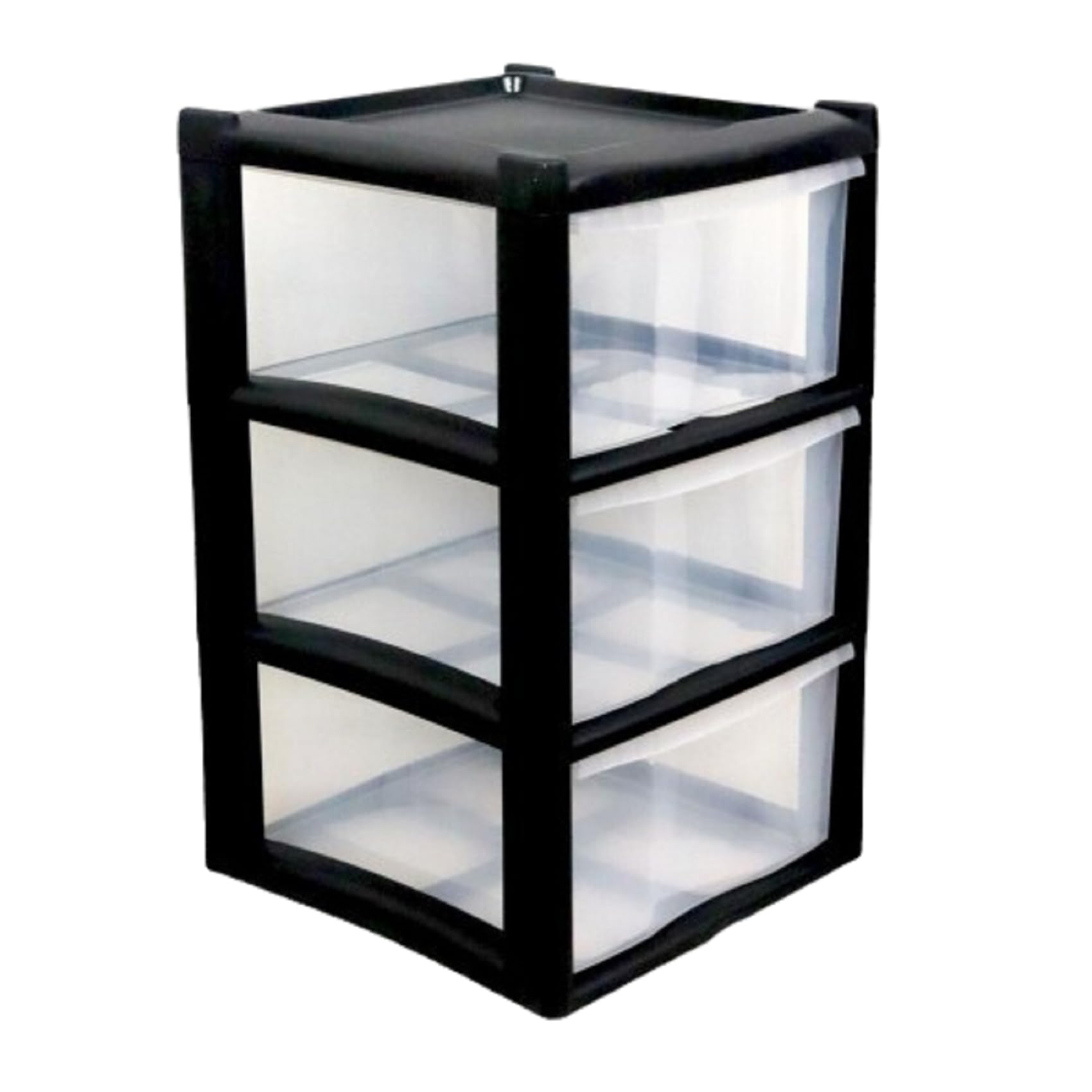 Kyy'z Black Storage Drawer Unit 3 Tier | Large Plastic Organizer Chest Drawer Tower Unit Cabinet Trolley |Heavy Duty Home Bedroom Kitchen Office School | 39 Depth X 39 Width X 62 Height Cm