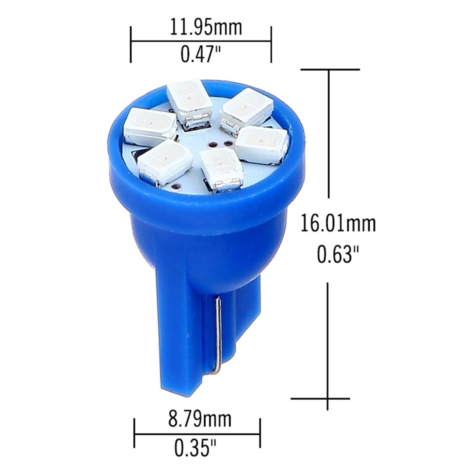 ECCPP 10x Instrument Cluster Dash Panel Lights T10-6-3020-SMD-Blue W5W 147 152 158 159 161 168 184 192 193 259 280 285 447 464 501 555 558 585 655 656 657 1250 1251 1252 2450 2652 2921 2825 PC 175