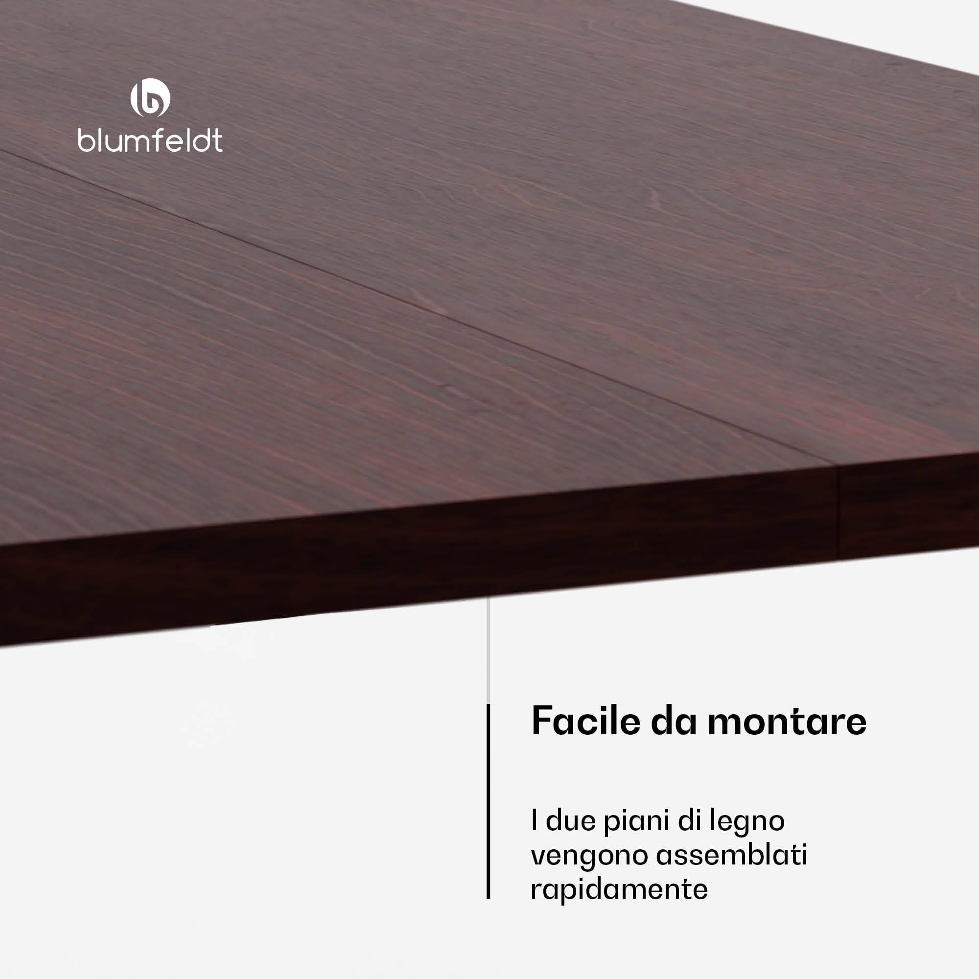 blumfeldt Bearsdon Piano di Legno per Tavolo - 140x80 cm, Resistente ai Graffi & al Calore, Design Moderno in Teak, Ideale per Ambienti Industriali & Minimalisti - Piano Tavolo Legno Durevole