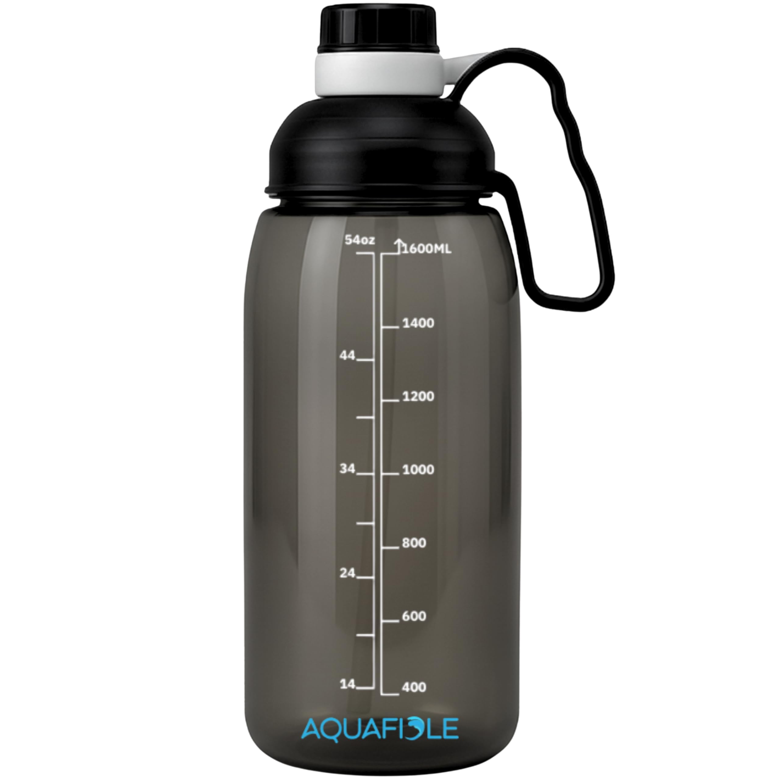 AQUAFIOLE Tritan Water Bottle 1.8L/64oz with Straw and Handle – BPA Free - Motivational Time Marker Bottle – Leakproof Sports Flask – Reusable Gym, Camping & Hiking Bottle–Large Capacity Hydration Jug