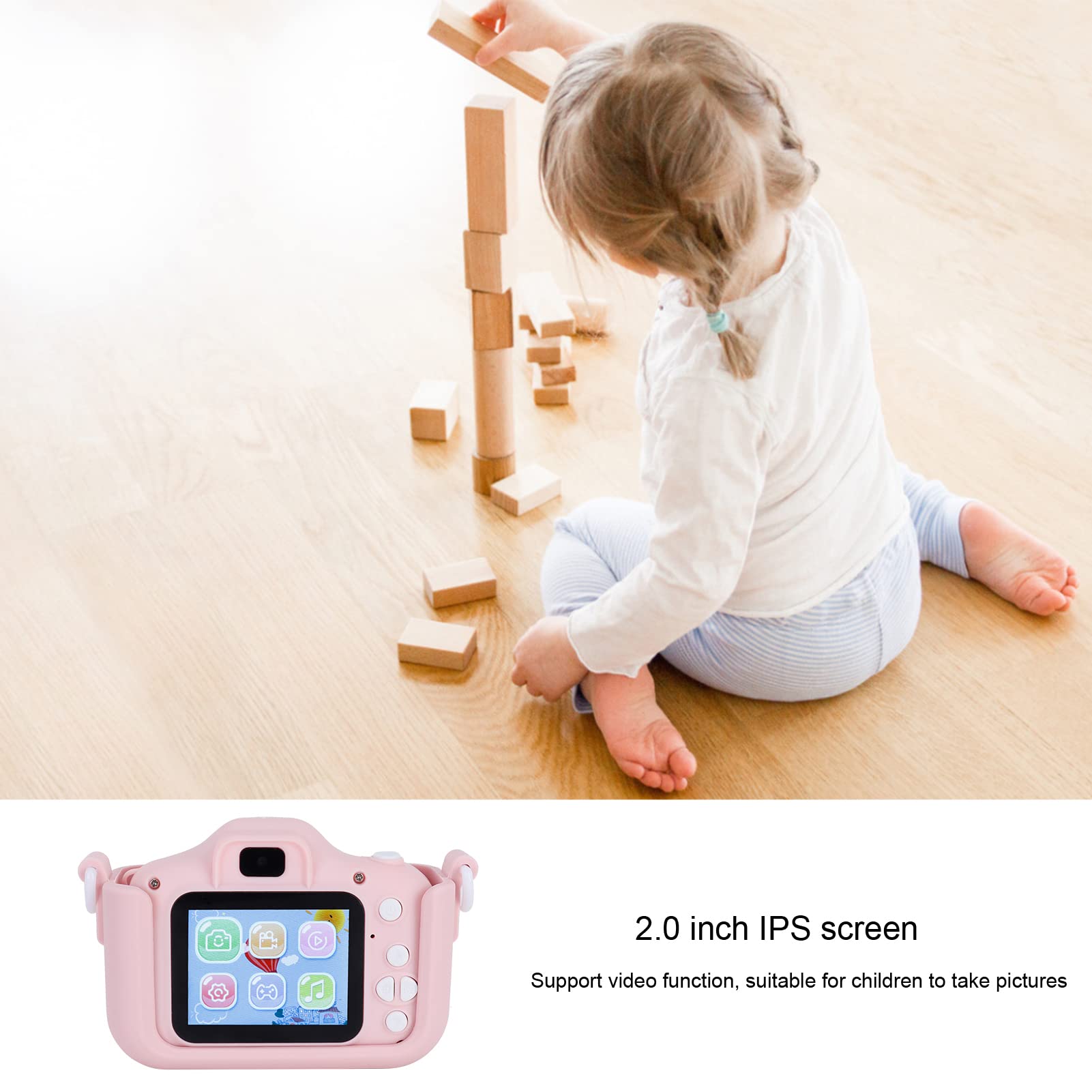 Kids Camera, 40mp Toddler Camera Kids Digital Camera Video Camcorder Cartoon Cat Photograph Camera with 32g Memory Card for Girl Boy(Pink)