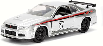 JDM Tuners 2002 Skyline GT-R Hardtop Sports Car, Silver - 99140DP1-1/32 Scale Diecast Model Car