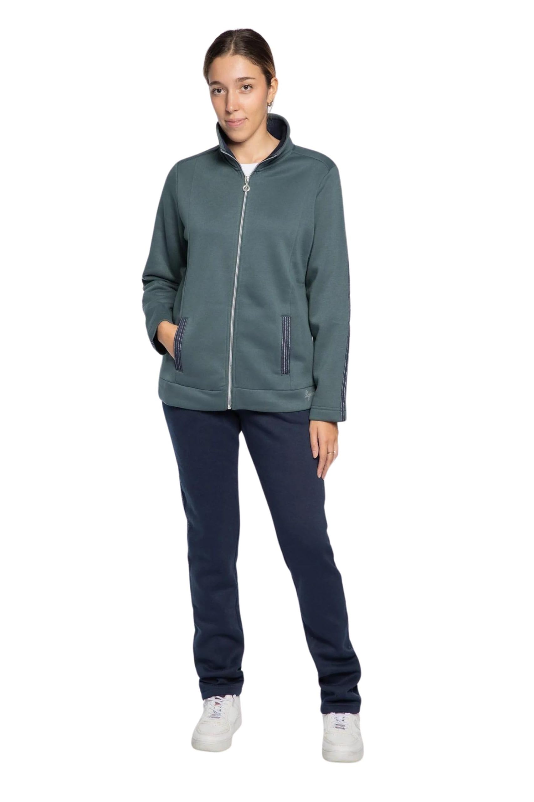 Leo Corsetteria Tuta donna invernale felpata calda per signora con zip cerniera tasche e pantaloni lunghi F.lli_Campagnolo 8Q76287