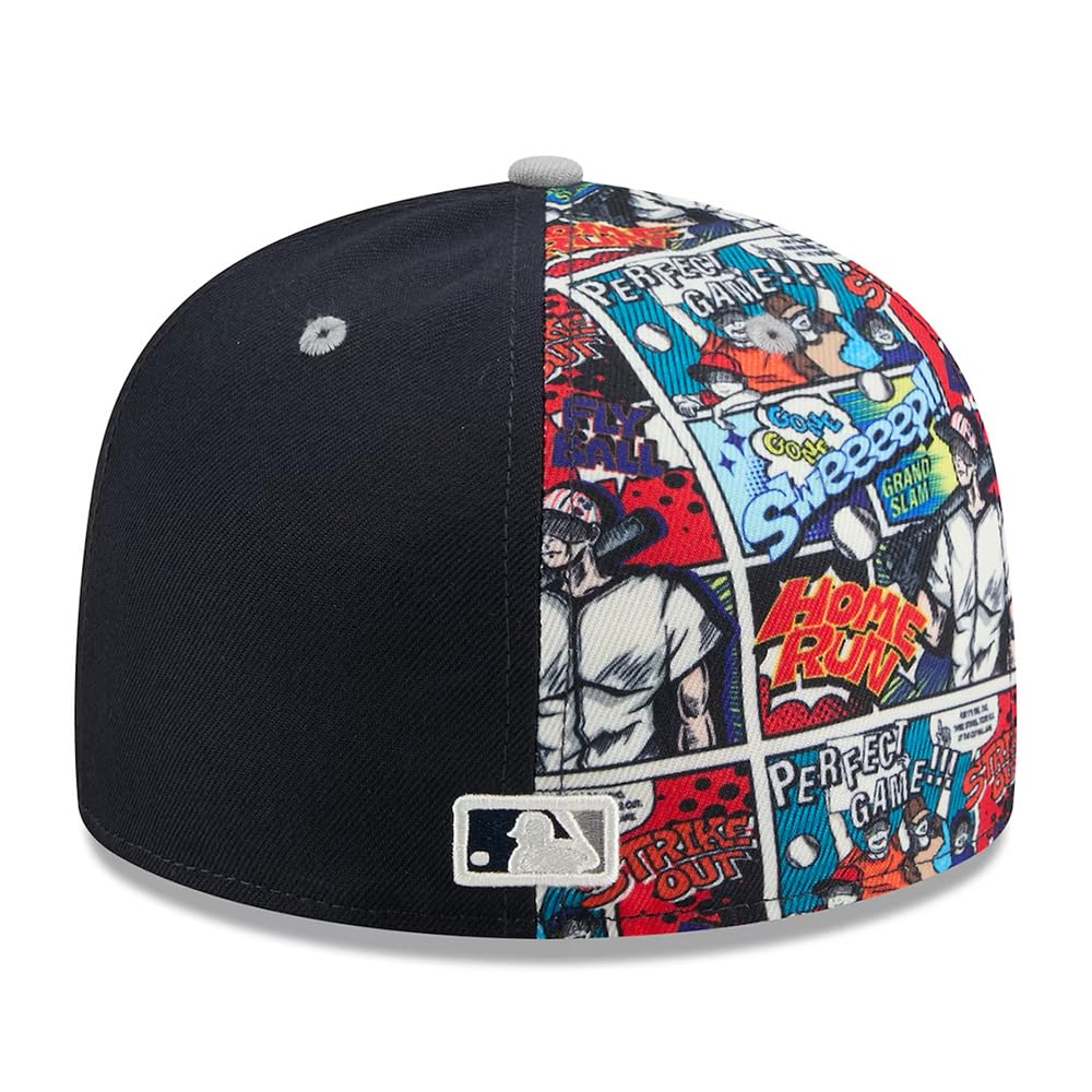 New Era 59Fifty Yankees Comic Cap Basecap Baseballcap MLB NY York Damen/Herren - Hinten geschlossen, mit Schirm Frühling-Sommer Herbst-Winter Frühjahr Sommer Herbst Winter