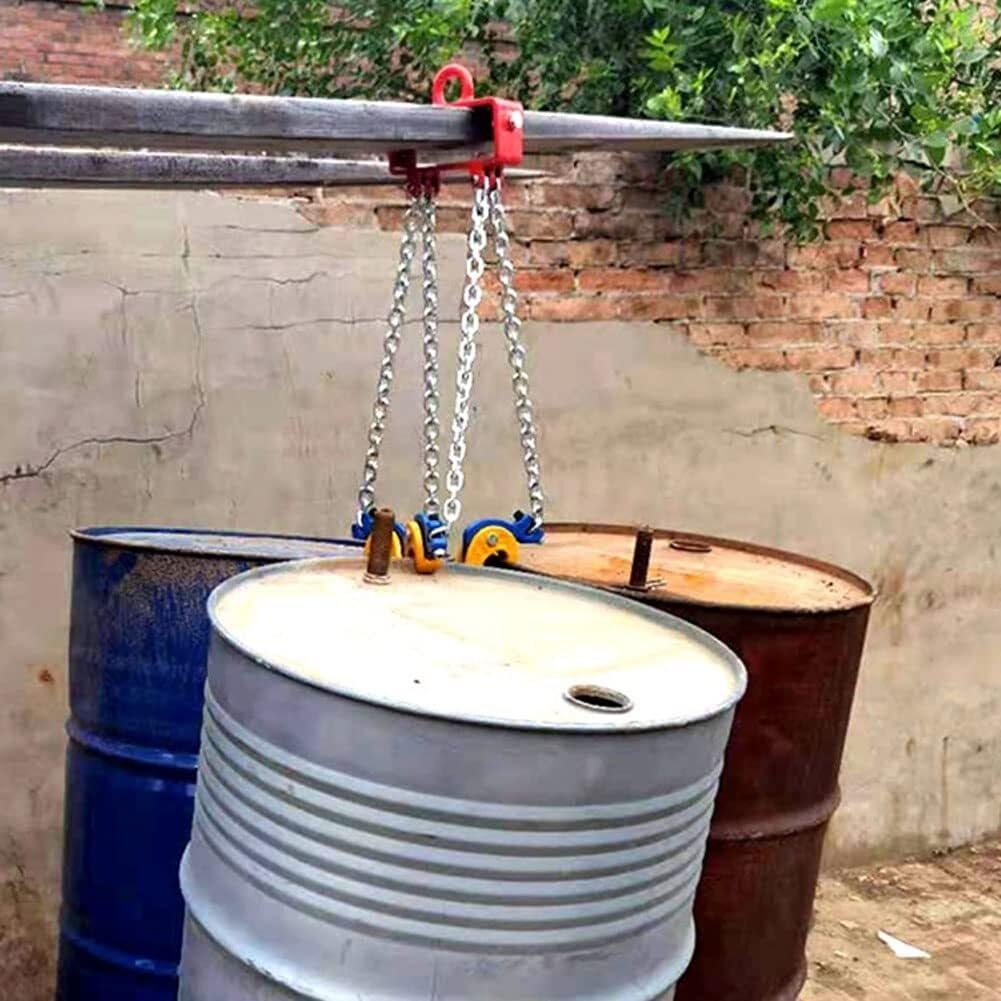 Élévateur de tambour à chaîne verticale 2200/4400 Lbs élingues à double chaîne avec chaînes en acier au manganèse G80 pinces de levage-pour fûts en métal/plastique (Color : E)