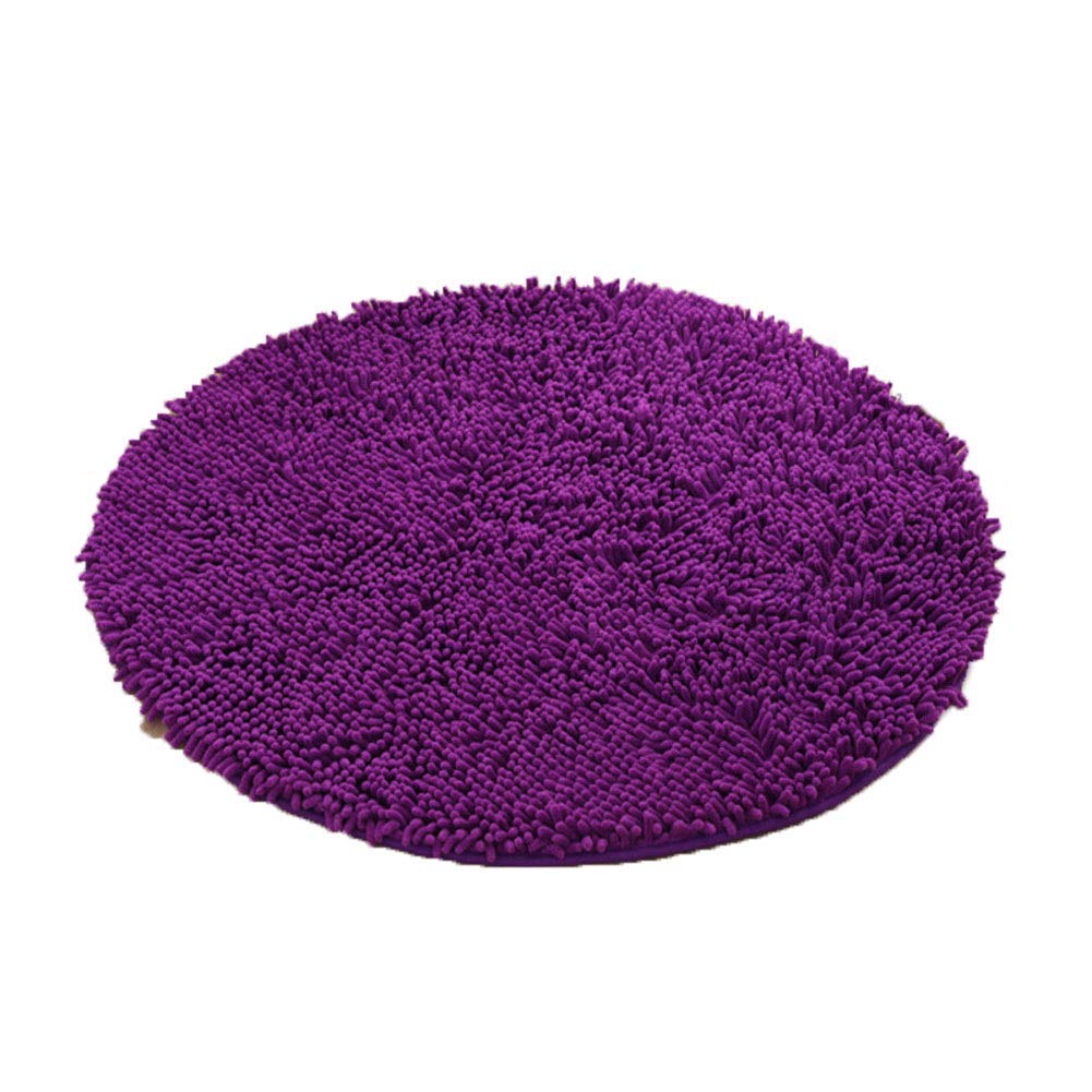Cilegia Tapis de bain rond épais, antidérapant en microfibre, doux et absorbant pour chambre à coucher et salle de bain, violet foncé