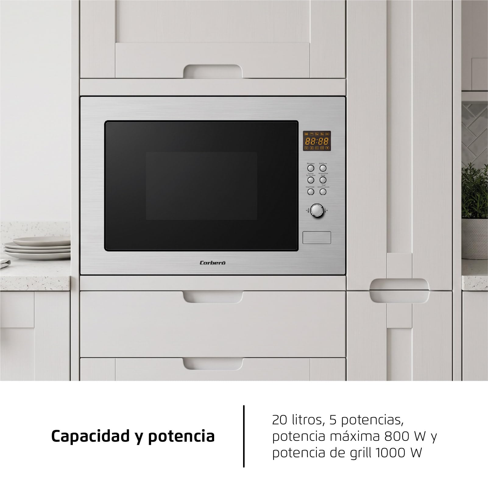 Corbero 8437013659468 CMICP125 Micro-ondes en acier inoxydable