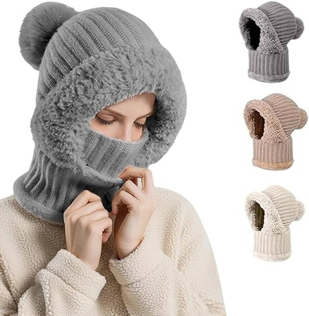 3 in 1 Beanie Hat for Women,3 in 1 Beanie Hat with Scarf and Mask