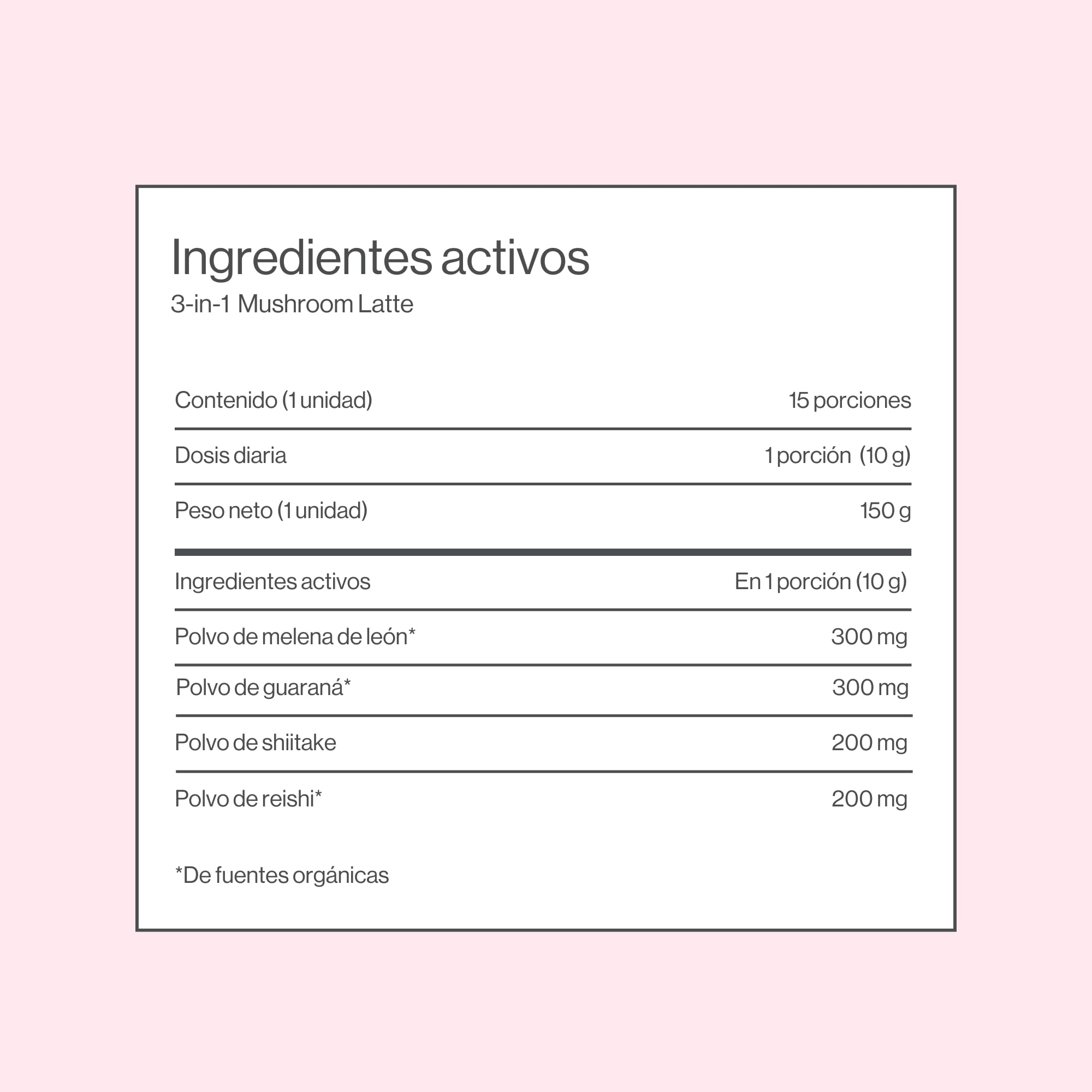 Tummy Tox 3-en-1 Mushroom Latte - Melena de Leon Hericium (Lions Mane), Reishi, Shiitake y Guaraná - Focus, Memoria, Concentración - 15 porciones - Sabor a Cacao y Vainilla