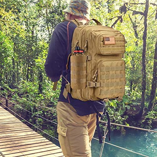 Frtkk Tactical Molle Water Bottle Pouch With Drawstring Open Top & Mesh Bottom, Military Water Bottle Holder Bag Sports Travel Hydration Carrier (Tan-1 Pack) #TOP4