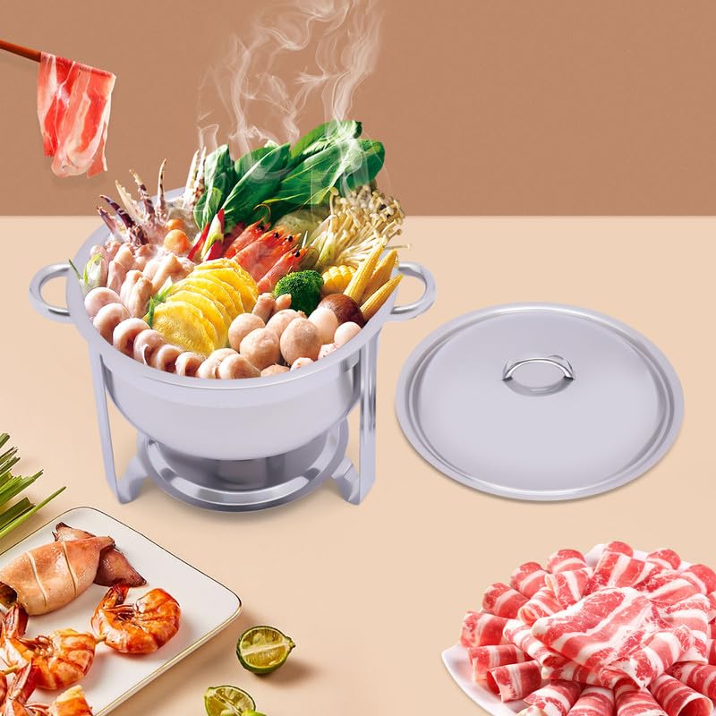 5L Edelstahl Chafing Dish mit Deckel & Brennstoffhalter – Premium Buffet Speisenwärmer für Catering, Hochzeiten, Partys & Events – Hält Lebensmittel heiß & frisch