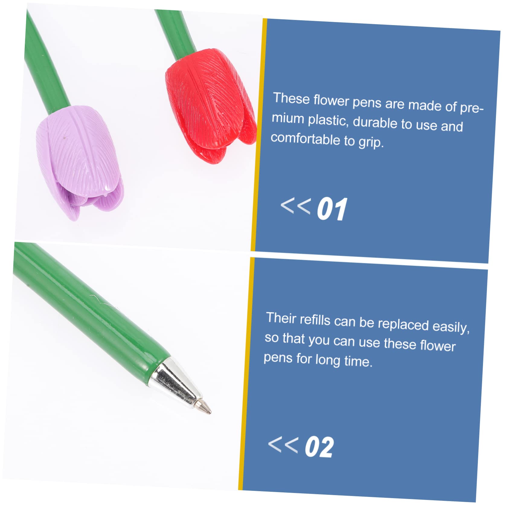 3 Set Penna A Sfera Tulipano Gel Ufficio Mini Penne Per Fiori Trasparente Pianta Penna Vegetale Decorativo Evidenziatore Penne Rosa Evidenziatori Plastica 6 Pezzi * 3