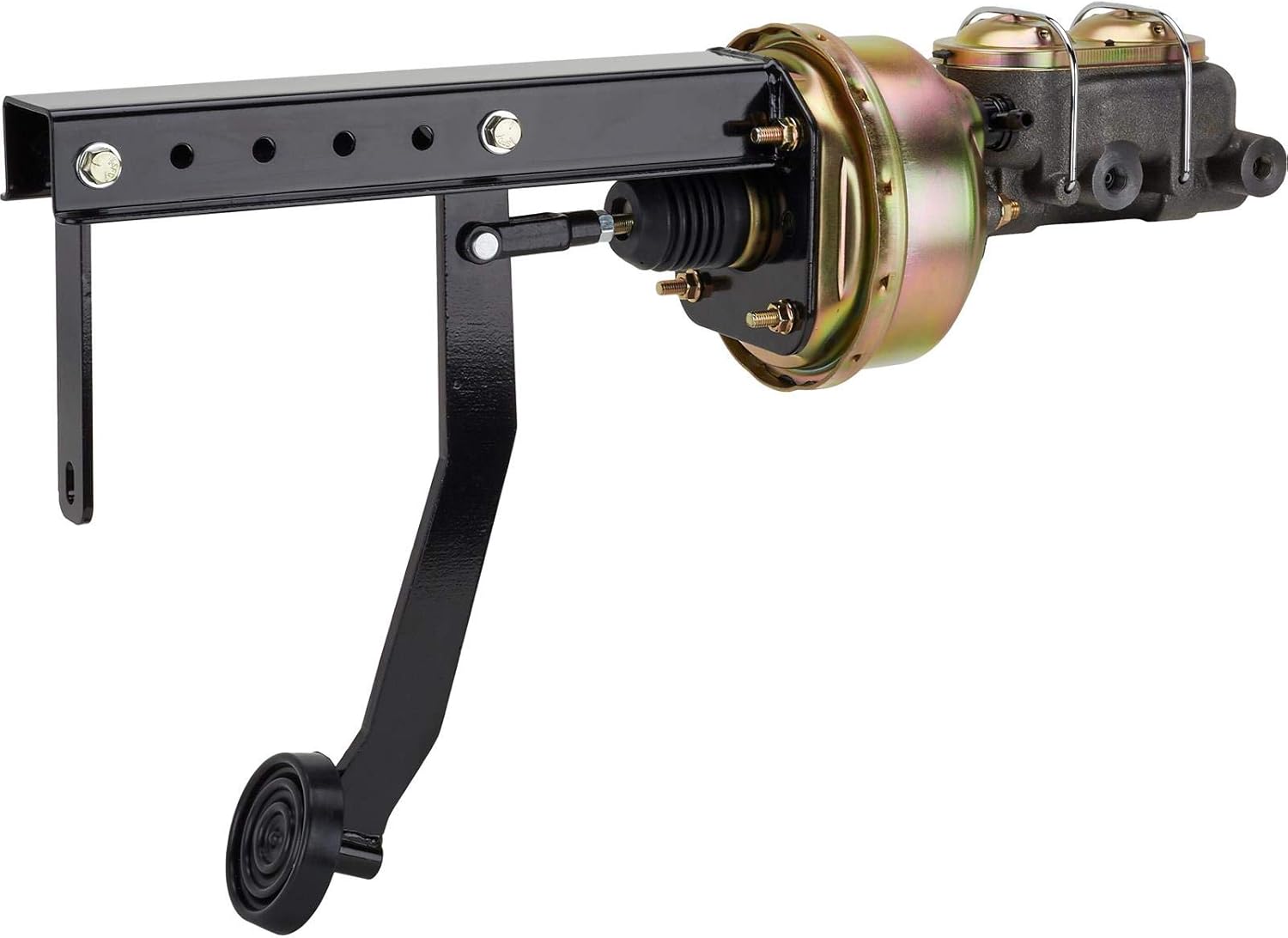 Speedway Motors Under-Dash Brake Pedal Assembly with Single Diaphragm Booster and 1 Inch Bore Master Cylinder, Firewall Mount Conversion Kit for Cars and Trucks